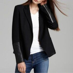 Theory Antonito Tamb Leather Trimmed Classic Minimalist Ddgy Blazer.  SZ 10